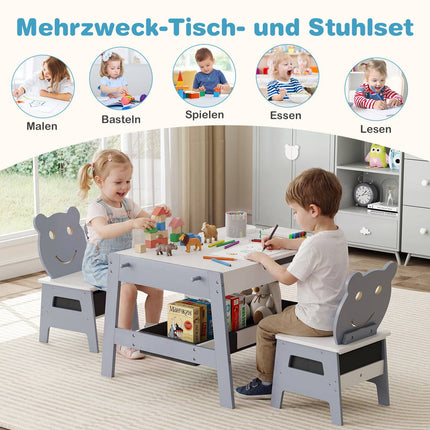 5-in-1 Kids Table Set with Chairs, Chalkboard & Storage