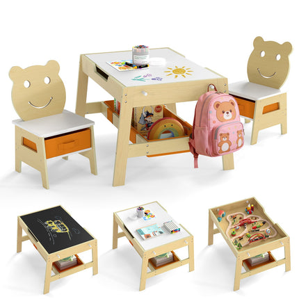 5-in-1 Kids Table Set with Chalkboard & Storage