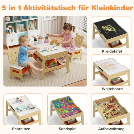 5-in-1 Kids Table Set with Chalkboard & Storage