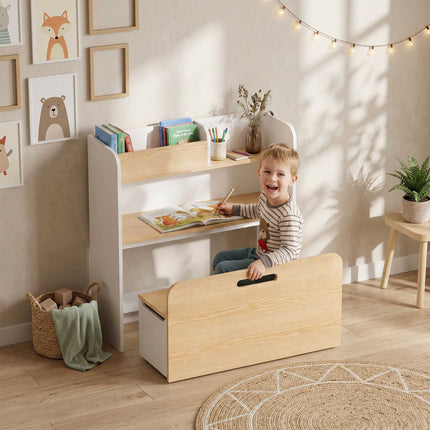 5-in-1 Kids Table Set with Storage and Bookshelf