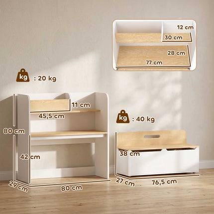 5-in-1 Kids Table Set with Storage and Bookshelf
