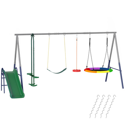 5-in-1 Outdoor Playset with Slide & Swings for Kids