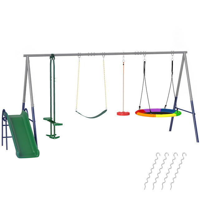 5-in-1 Outdoor Playset with Slide & Swings for Kids
