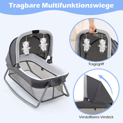 5-in-1 Portable Baby Crib with Changing Table & Bassinet