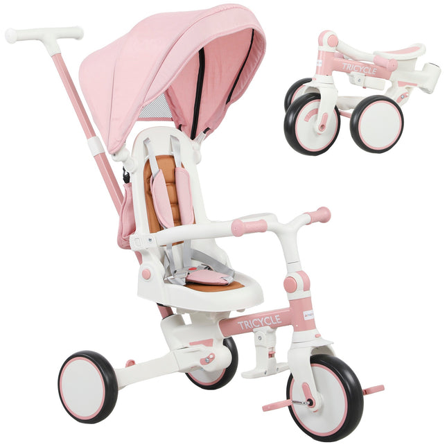 5-in-1 Toddler Tricycle, Adjustable, Pink, Ages 1-3