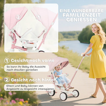 5-in-1 Toddler Tricycle, Adjustable, Pink, Ages 1-3