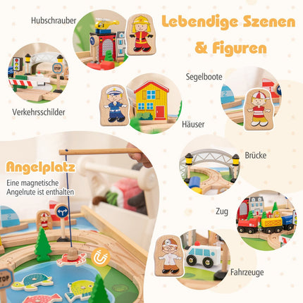 5-in-1 Wooden Train Table Set with Reversible Board