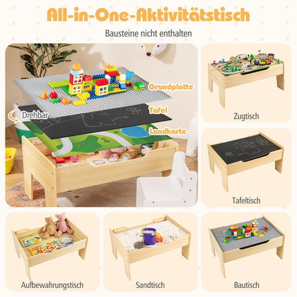 5-in-1 Wooden Train Table Set with Reversible Board