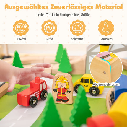 5-in-1 Wooden Train Table Set with Reversible Board