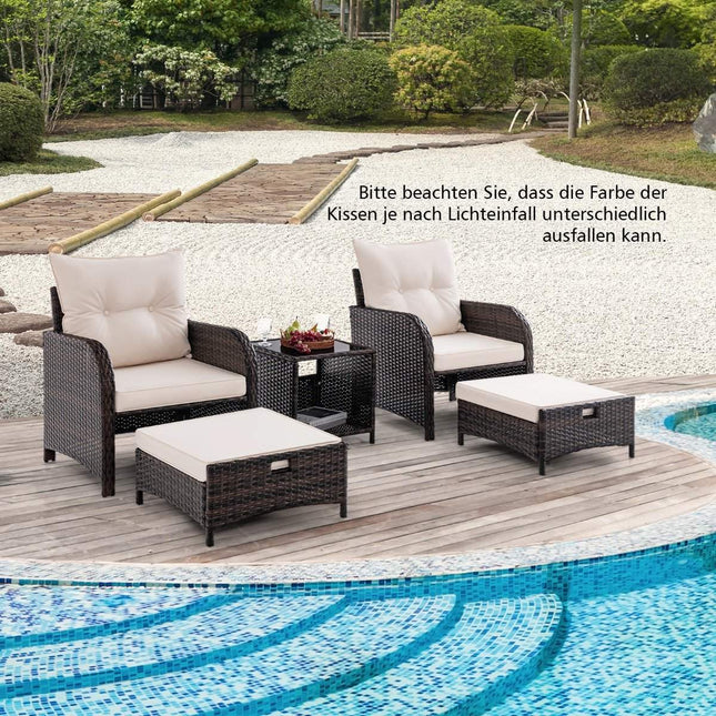 5-piece balcony furniture set garden furniture made of PE polyrattan seating group for garden