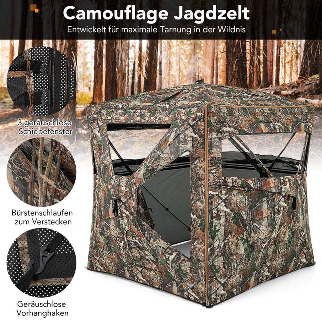5-piece demountable hunting hideout for 2-3 people 360° transparent hunter tent