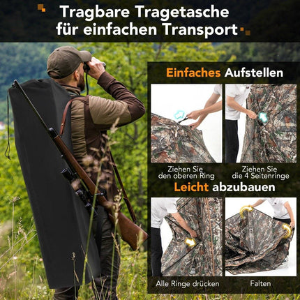 5-piece demountable hunting hideout for 2-3 people 360° transparent hunter tent
