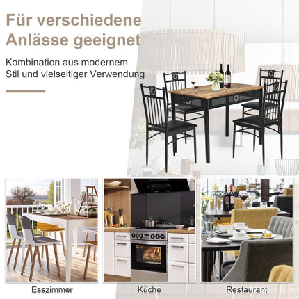 5-piece dining table set Rectangular dining group with 4 upholstered chairs Black