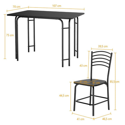 5-piece dining table set rectangular kitchen table with 4 chairs dining group metal frame seating group dining room table 4 people space-saving black