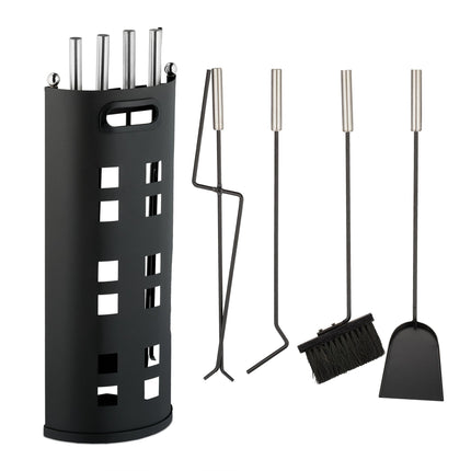 5-piece fireplace set in black