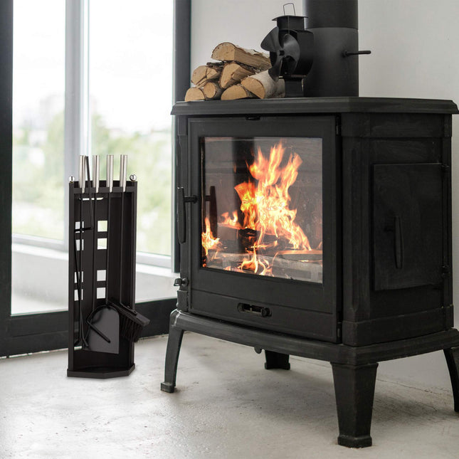 5-piece fireplace set in black