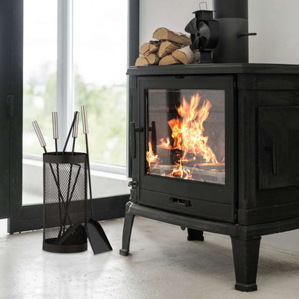 5-piece fireplace set in black bucket