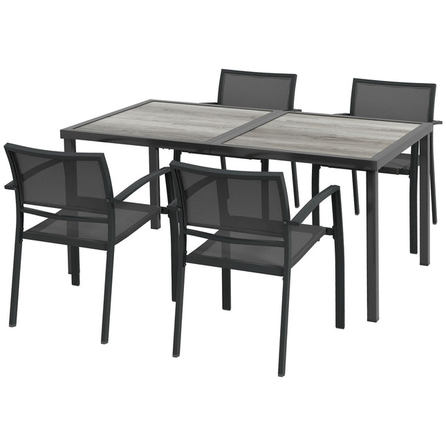 5-piece patio seating area - Dark gray Mesh chairs and table