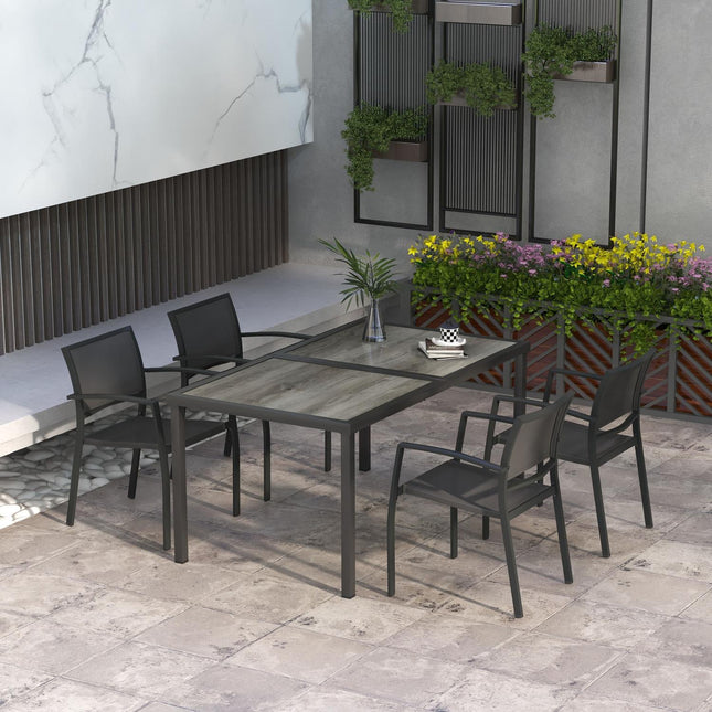 5-piece patio seating area - Dark gray Mesh chairs and table