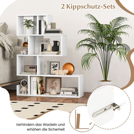 5 tier bookcase geometric storage shelf with open compartments 80 x 22 x 100 cm white