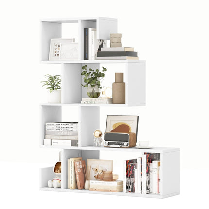5 tier bookcase geometric storage shelf with open compartments 80 x 22 x 100 cm white