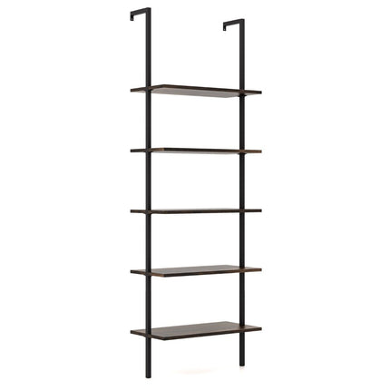 5-tier ladder shelf wall shelf with steel frame 60 x 30 x 180 cm rustic brown