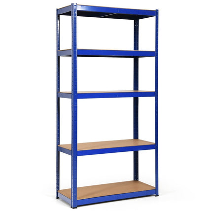 5 tier storage shelf, space-saving heavy-duty shelf, metal shelf, workshop shelf, blue
