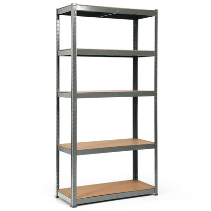 5 tier storage shelf, space-saving heavy-duty shelf, metal shelf, workshop shelf, grey