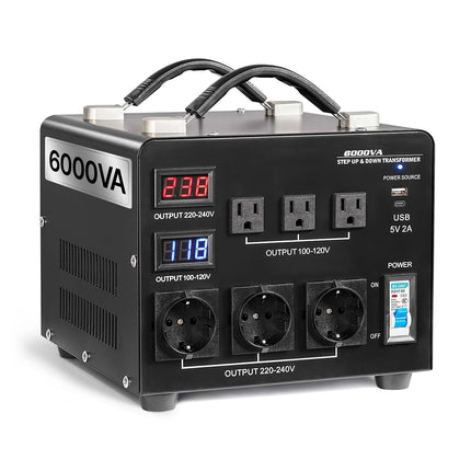 6000VA Step Up Down Voltage Converter, US EU Outlets