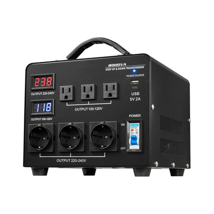 6000VA Step Up Down Voltage Converter, US EU Outlets