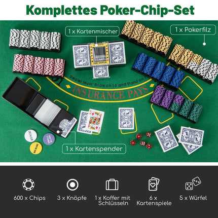 600-Piece Poker Chip Set with Case – 14g Clay Chips