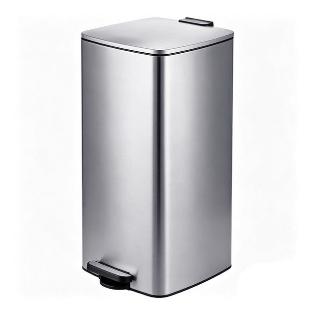 60L Stainless Steel Pedal Bin – Soft-Close, Silver