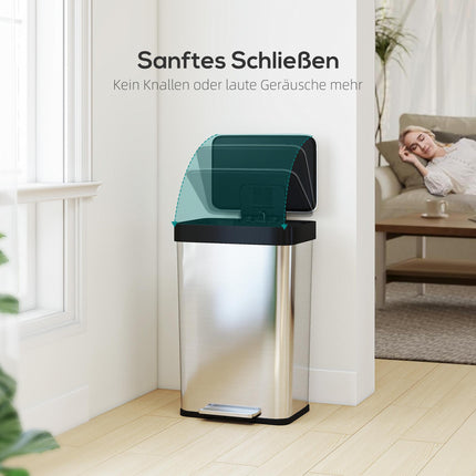 60L Stainless Steel Pedal Bin with Soft-Close Lid