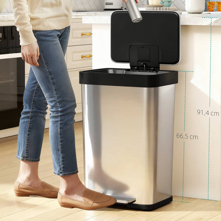 60L Stainless Steel Pedal Bin with Soft-Close Lid