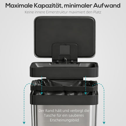 60L Stainless Steel Pedal Bin with Soft-Close Lid