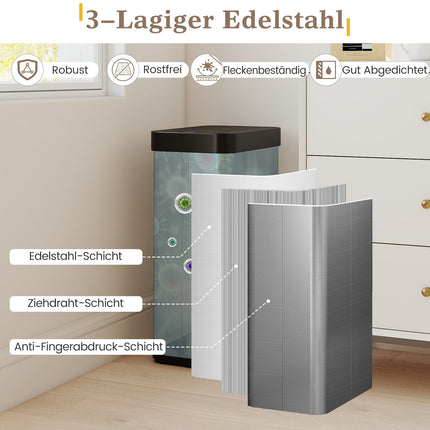 60L Stainless Steel Trash Can with Motion Sensor