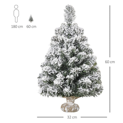 60cm Artificial Christmas Tree with Snow Effect, Indoor Use