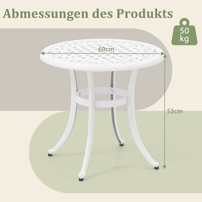 60 cm Round Cast Aluminum Patio Table – Adjustable Feet