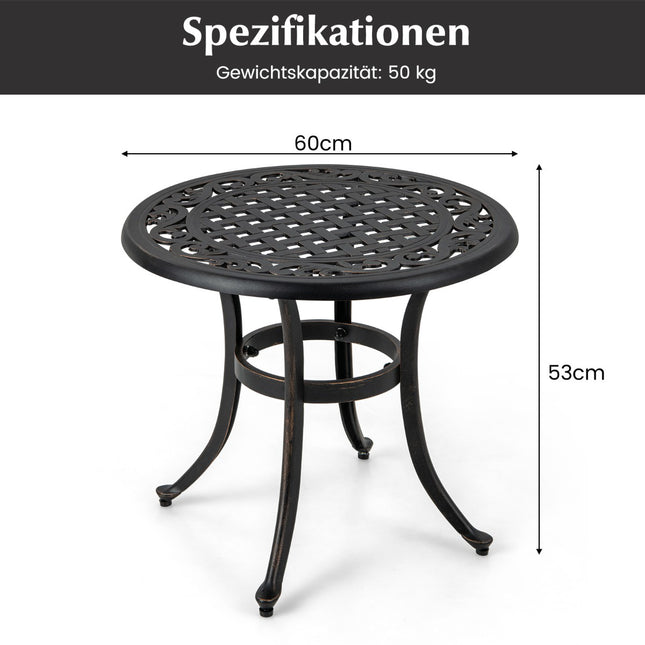 60 cm Round Cast Aluminum Patio Table with Adjustable Feet