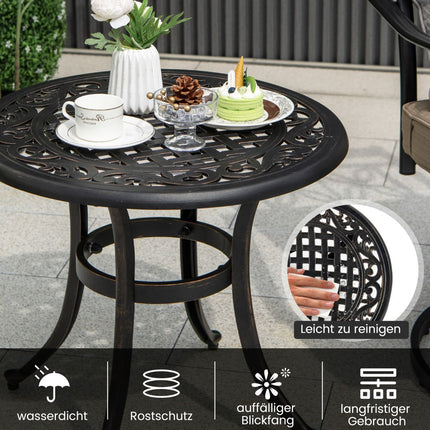 60 cm Round Cast Aluminum Patio Table with Adjustable Feet
