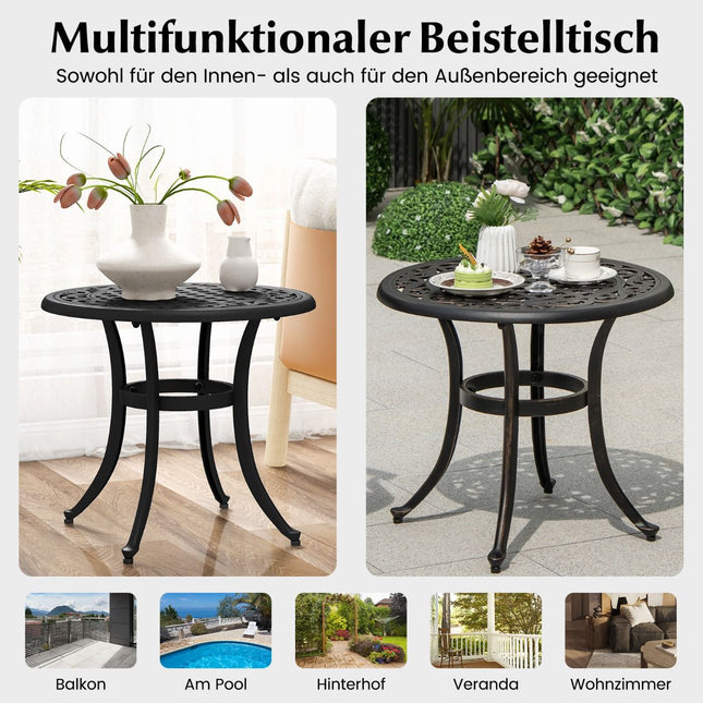 60 cm Round Cast Aluminum Patio Table with Adjustable Feet