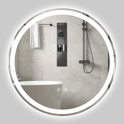 60 cm Round LED Bathroom Mirror with Adjustable Brightness