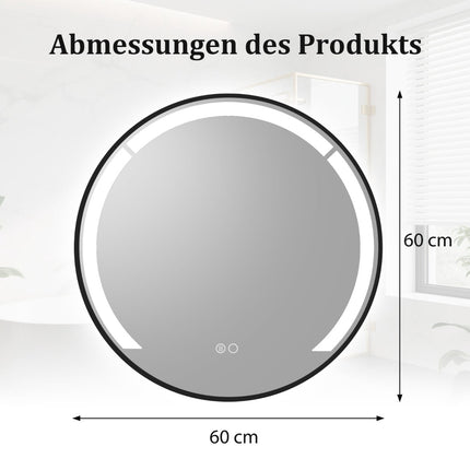 60 cm Round LED Bathroom Mirror with Anti-Fog Feature