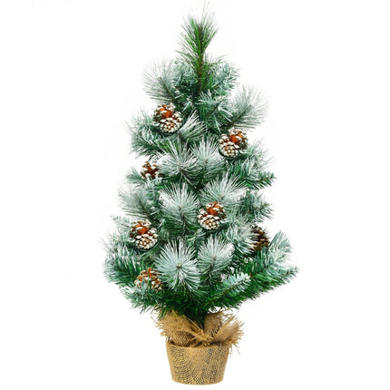 60 cm Snowy Pine Mini Christmas Tree with Pinecones