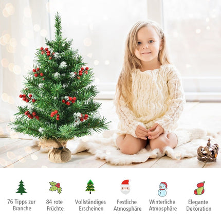 60 cm Tabletop Christmas Tree with PVC Branches & Berries