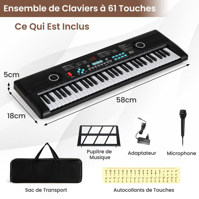 61-Key Beginner Keyboard with Mic and Carrying Case