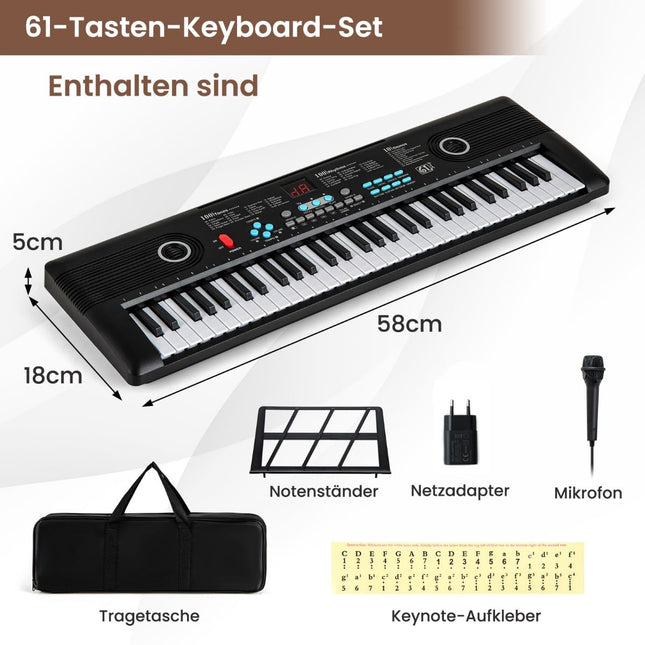 61-Key Digital Piano Keyboard with Stand & Microphone