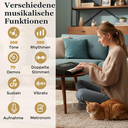 61-Key Electronic Keyboard Set with Adjustable Stand