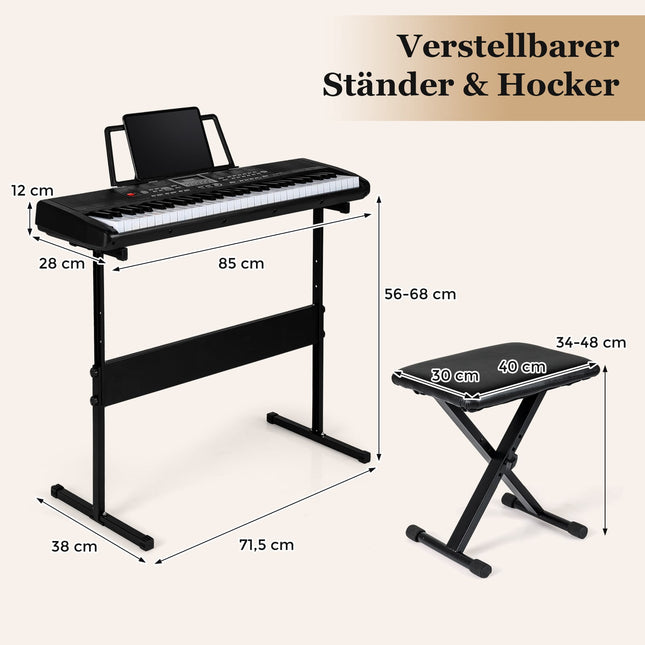 61-Key Electronic Keyboard Set with Adjustable Stand