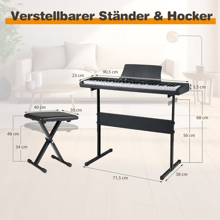 61-Key Electronic Keyboard Set with Adjustable Stand